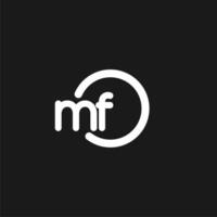 Initials MF logo monogram with simple circles lines vector