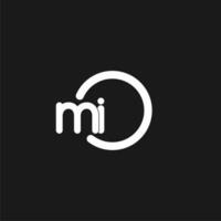 Initials MI logo monogram with simple circles lines vector