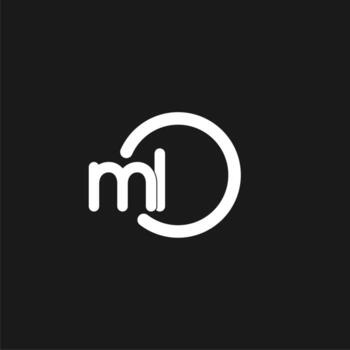 Initials ML logo monogram with simple circles lines vector
