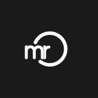 Initials MR logo monogram with simple circles lines vector