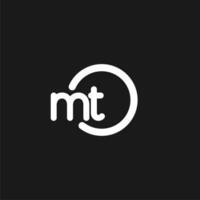 Initials MT logo monogram with simple circles lines vector