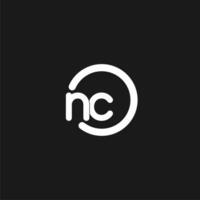 Initials NC logo monogram with simple circles lines vector