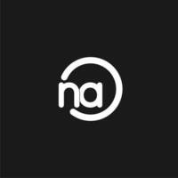 Initials NA logo monogram with simple circles lines vector