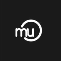 Initials MU logo monogram with simple circles lines vector