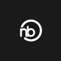 Initials NB logo monogram with simple circles lines vector