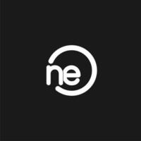 Initials NE logo monogram with simple circles lines vector