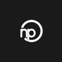 Initials NP logo monogram with simple circles lines vector