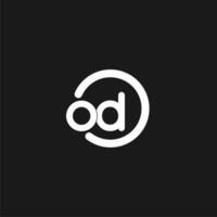 Initials OD logo monogram with simple circles lines vector