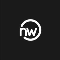 Initials NW logo monogram with simple circles lines vector