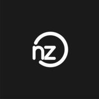 Initials NZ logo monogram with simple circles lines vector