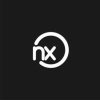 Initials NX logo monogram with simple circles lines vector