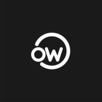 Initials OW logo monogram with simple circles lines vector