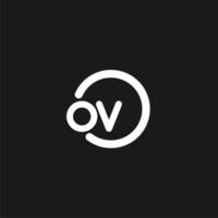 Initials OV logo monogram with simple circles lines vector