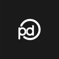 Initials PD logo monogram with simple circles lines vector