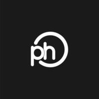 Initials PH logo monogram with simple circles lines vector