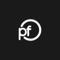 Initials PF logo monogram with simple circles lines vector