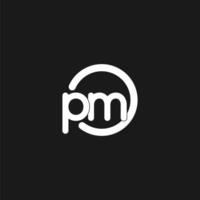 Initials PM logo monogram with simple circles lines vector