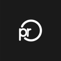 Initials PR logo monogram with simple circles lines vector