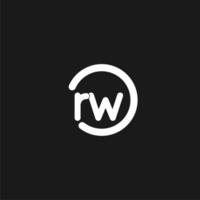 Initials RW logo monogram with simple circles lines vector