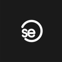 Initials SE logo monogram with simple circles lines vector