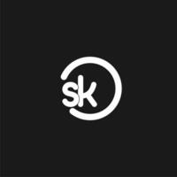 Initials SK logo monogram with simple circles lines vector