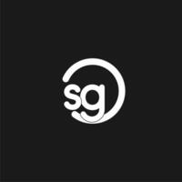 Initials SG logo monogram with simple circles lines vector