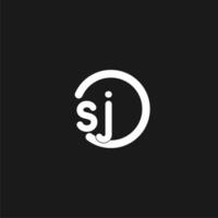 Initials SJ logo monogram with simple circles lines vector