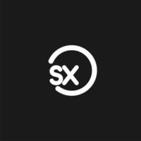 Initials SX logo monogram with simple circles lines vector