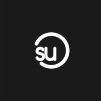 Initials SU logo monogram with simple circles lines vector