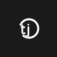 Initials TJ logo monogram with simple circles lines vector