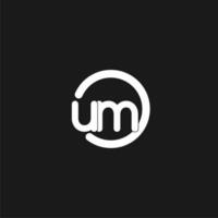 Initials UM logo monogram with simple circles lines vector