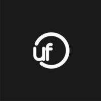 Initials UF logo monogram with simple circles lines vector