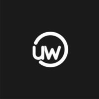 Initials UW logo monogram with simple circles lines vector