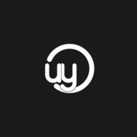 Initials UY logo monogram with simple circles lines vector