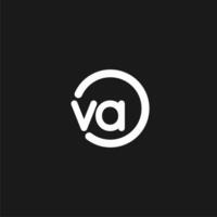 Initials VA logo monogram with simple circles lines vector