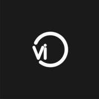 Initials VI logo monogram with simple circles lines vector