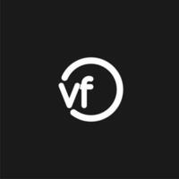 Initials VF logo monogram with simple circles lines vector