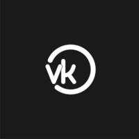 Initials VK logo monogram with simple circles lines vector