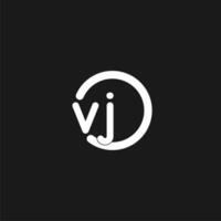 Initials VJ logo monogram with simple circles lines vector