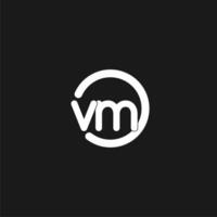 Initials VM logo monogram with simple circles lines vector