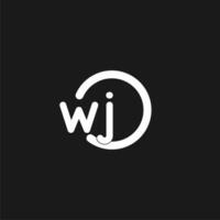 Initials WJ logo monogram with simple circles lines vector