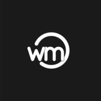 Initials WM logo monogram with simple circles lines vector