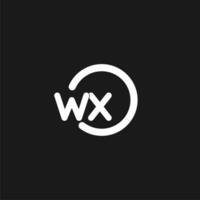 Initials WX logo monogram with simple circles lines vector