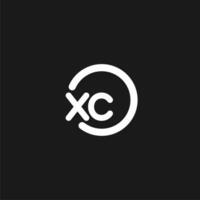 Initials XC logo monogram with simple circles lines vector