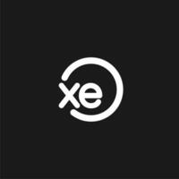 Initials XE logo monogram with simple circles lines vector