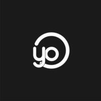 Initials YO logo monogram with simple circles lines vector