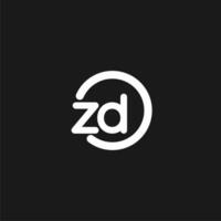 Initials ZD logo monogram with simple circles lines vector