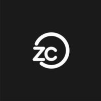 iniciales zc logo monograma con sencillo círculos líneas vector