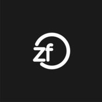 Initials ZF logo monogram with simple circles lines vector