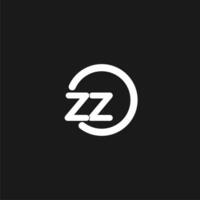 Initials ZZ logo monogram with simple circles lines vector